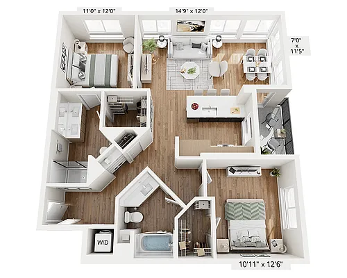 Floor plan Two bedroom (B2B)