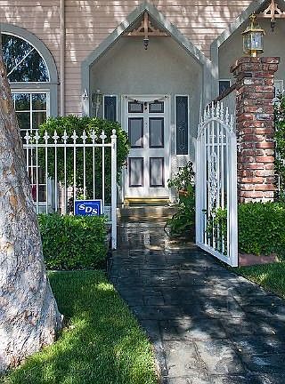 Front Door seen from Sunset Pl