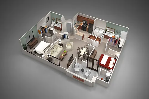 Floor plan Two Bedroom/Two Bath