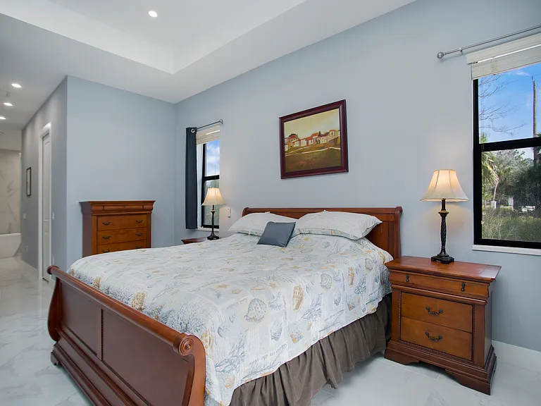 master bedroom: 2 WC, bathroom en suite with cabinets, tub, large shower and toilet