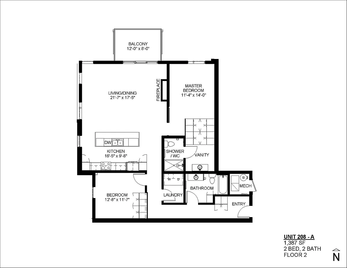 Floor plan Floor Plan A - 1391 SF 2 Bedro