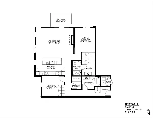 Floor plan Floor Plan A - 1391 SF 2 Bedro