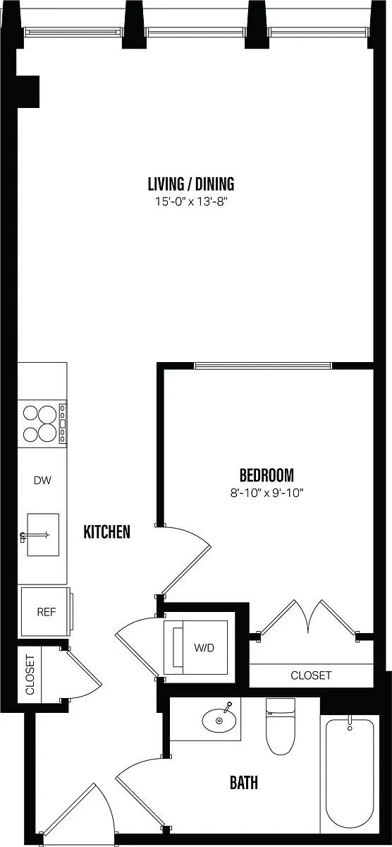 Floor plan Junior 1 Bed/1 Bath-B1