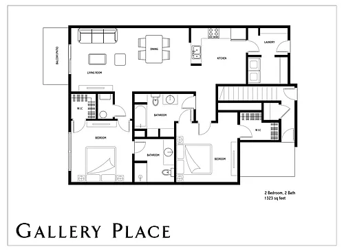 Floor plan 2 Bedroom, 2 Bath