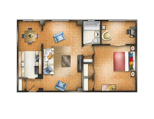 Floor plan One BR/Sunroom