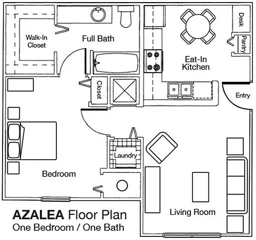 Floor plan One Bedroom One Bathroom 60%