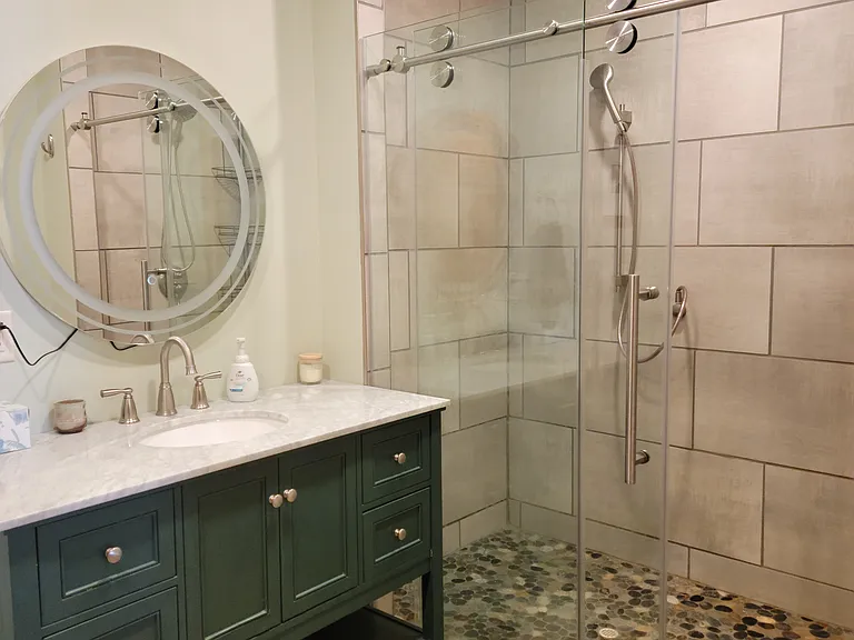 Shower and vanity
