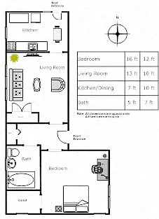 Floor plan 1 Bedroom - 1 Bathroom