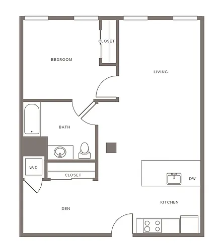 Floor plan A13 - One Bedroom with Den