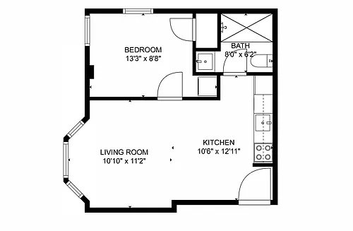 Floor plan 1 Bedroom 1 Bathroom