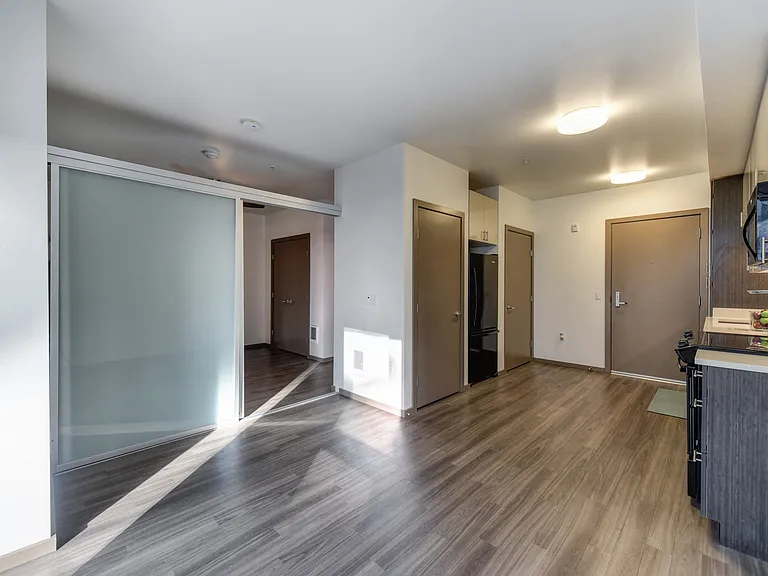 Living Room with View of Kitchen