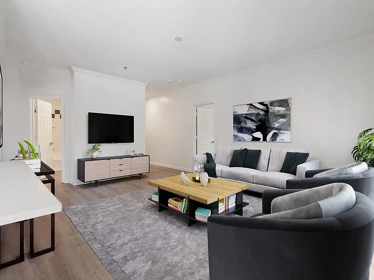 Spacious living rooms with luxury vinyl plank flooring