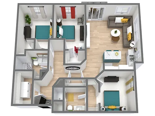 Floor plan APT | 3BED2BATH-G