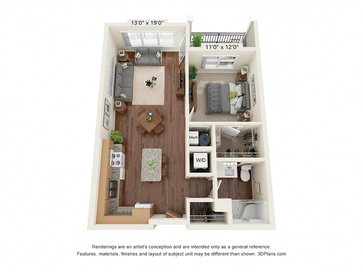 Floor plan One Bedroom - A1
