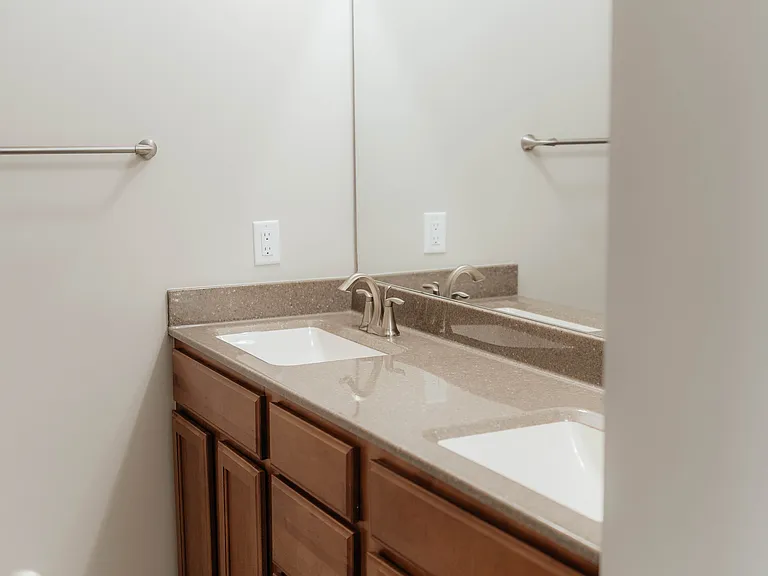 Double sinks in primary bathroom.