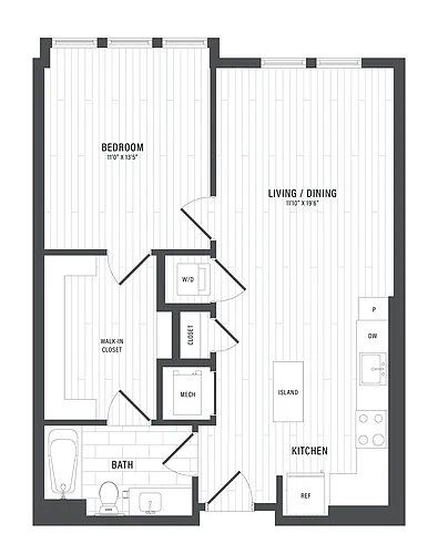 Floor plan 1 Bed/1 Bath-C1.5