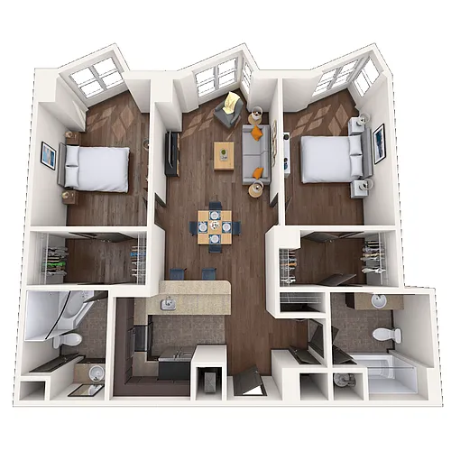 Floor plan Traditional 2x2 965-1080 SF