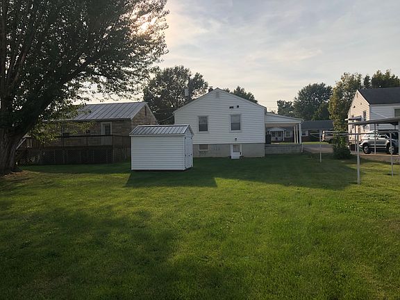 Back yard with shed.