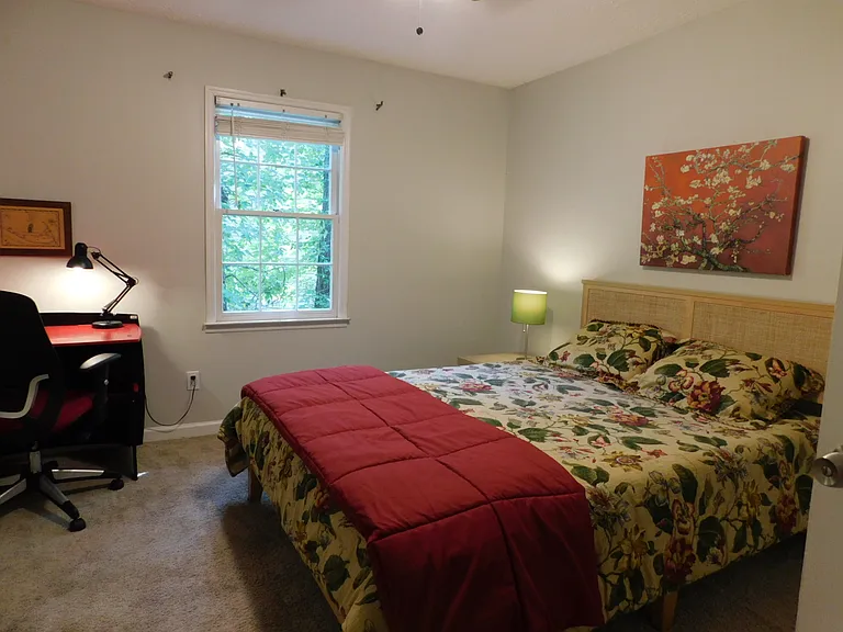 New Queen sized bed, new matress and 100% cotton bedding in the third bedroom. Generous walk-in closet.