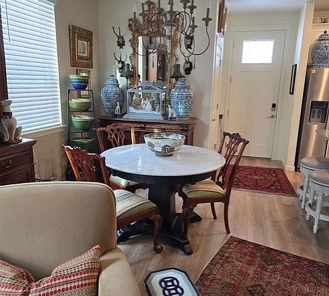 Dining room looking to front entry.