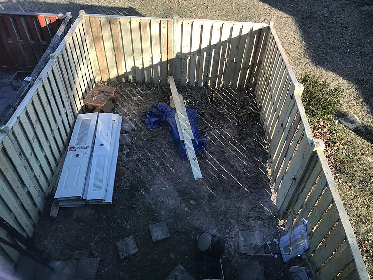 Newly fenced backyard awaits your creativity. Make this space your sanctuary
