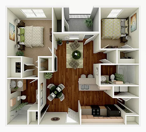 Floor plan 2 Bedroom 2 Bath
