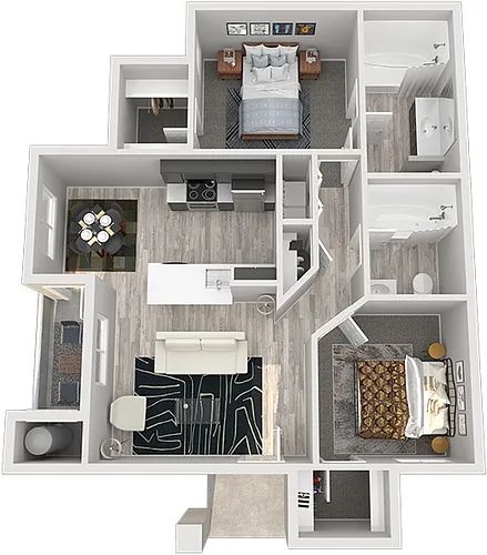 Floor plan 2 Bed / 2 Bath B1