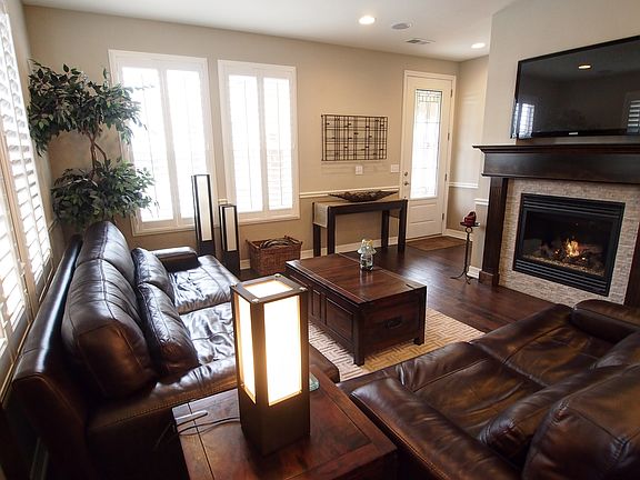 Gas fireplace, plantation sh