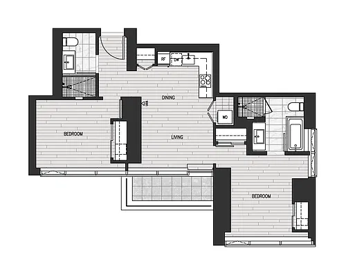 Floor plan Unit 4005 - 2 Bedroom / 2 Bathroom