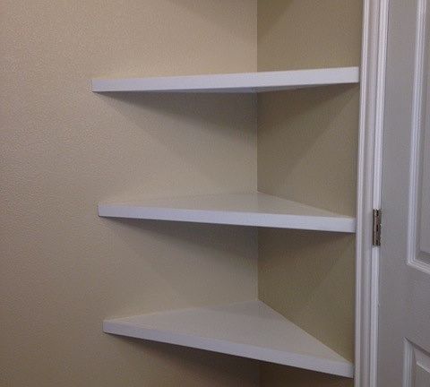 Corner Shelves behind Bathroom Door