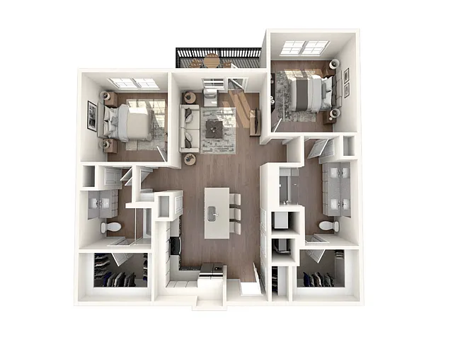Floor plan 2 Bed, 2 Bath A