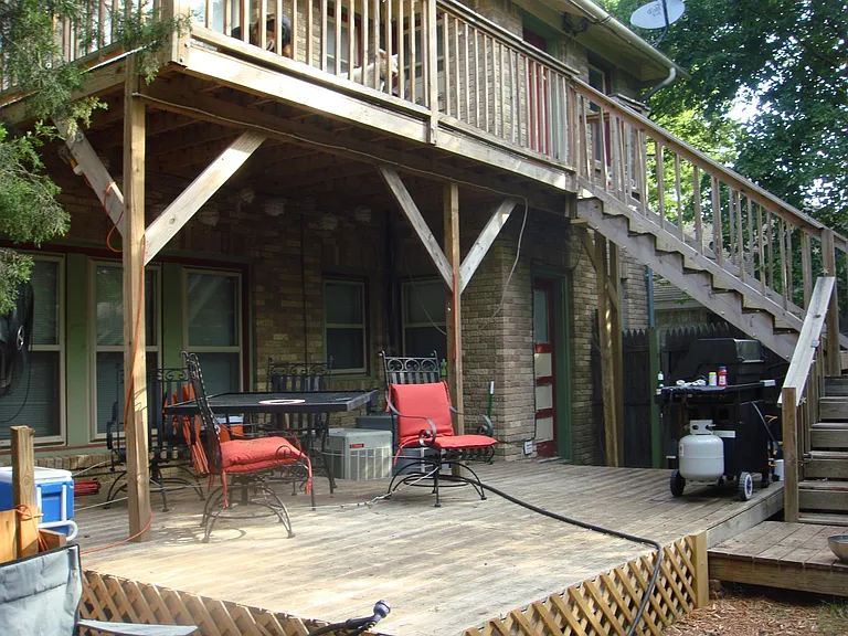 Back deck downstairs, shared backyard with.
