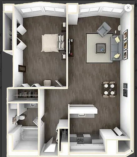 Floor plan 1 Bed 1 Bath Premium