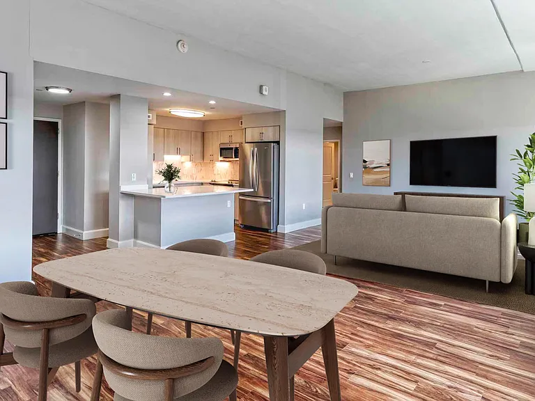 Spacious dining and living area