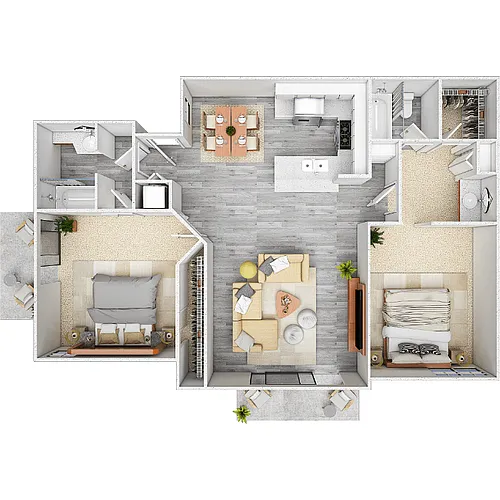 Floor plan Model C 2 Bdrm - 2 Bath