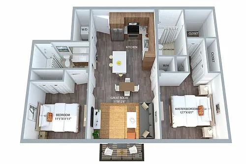 Floor plan 2 Bedroom | 120%