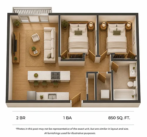 Floor plan 2 Bed 1 Bath