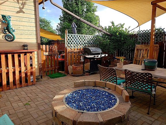 Side patio and fire pit