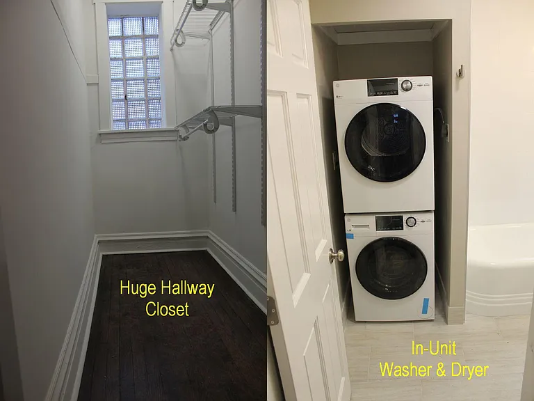 Hallway Closet and in unit washer and dryer