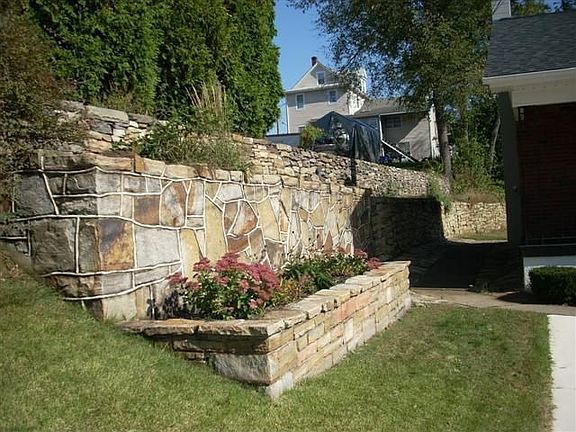 Stone wall borders property