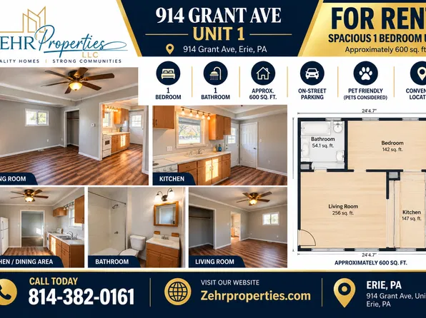 914 Grant Ave Erie PA 16505, 914 Grant Ave APT 1, Erie, PA 16505