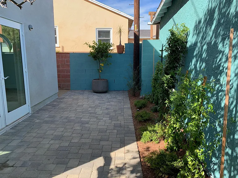 Patio and garden.