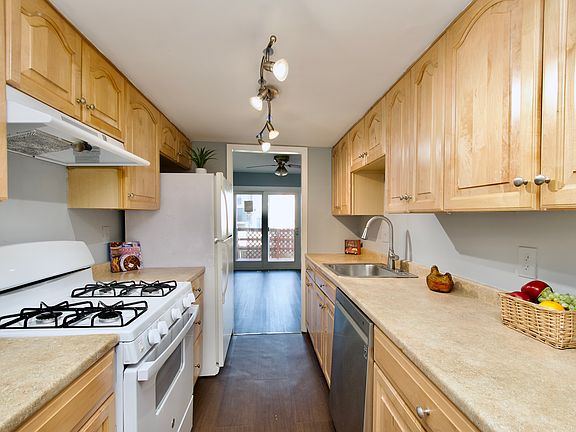 Galley kitchen with a new stove