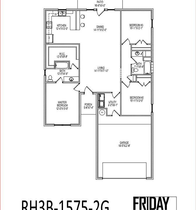 RH3B15752G Plan, Friday Building Corp at Canyon Creek, Granbury, TX