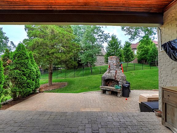 Patio pavers and fireplace