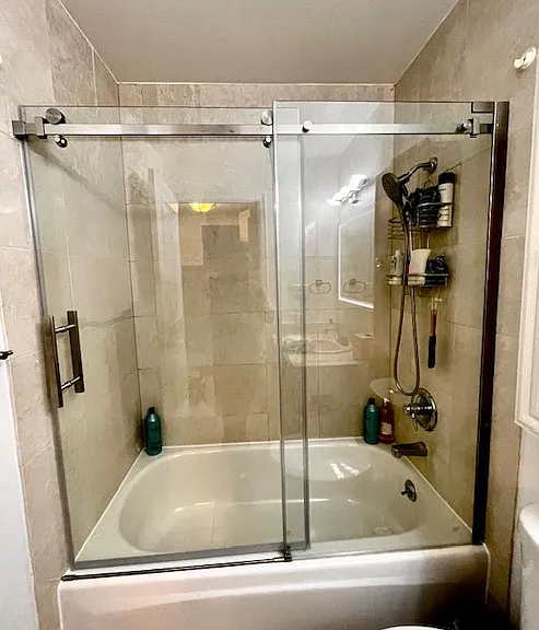 Newly installed shower door