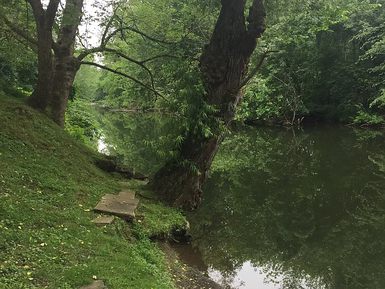 Musconetcong River access behind the barn