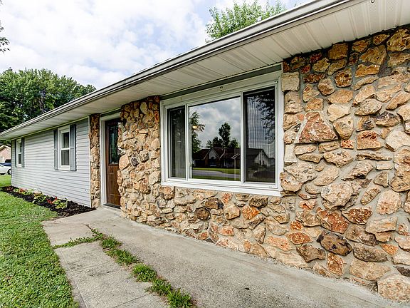 Stone front and porch.