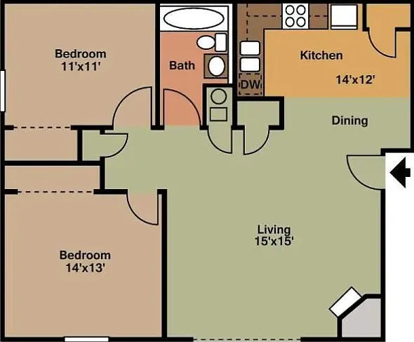 B1: Beds - 1: Bath - 1: SqFt Range - 900 to 900