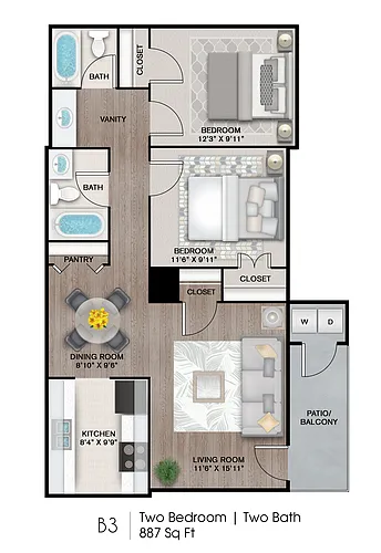 Floor plan 2 X 2 B3